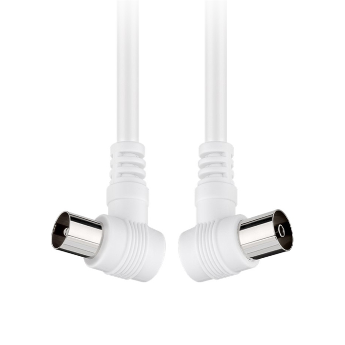 Angled antenna cable (<70 dB), double shielded, 2.5m in white color. - GOOBAY 055-1250