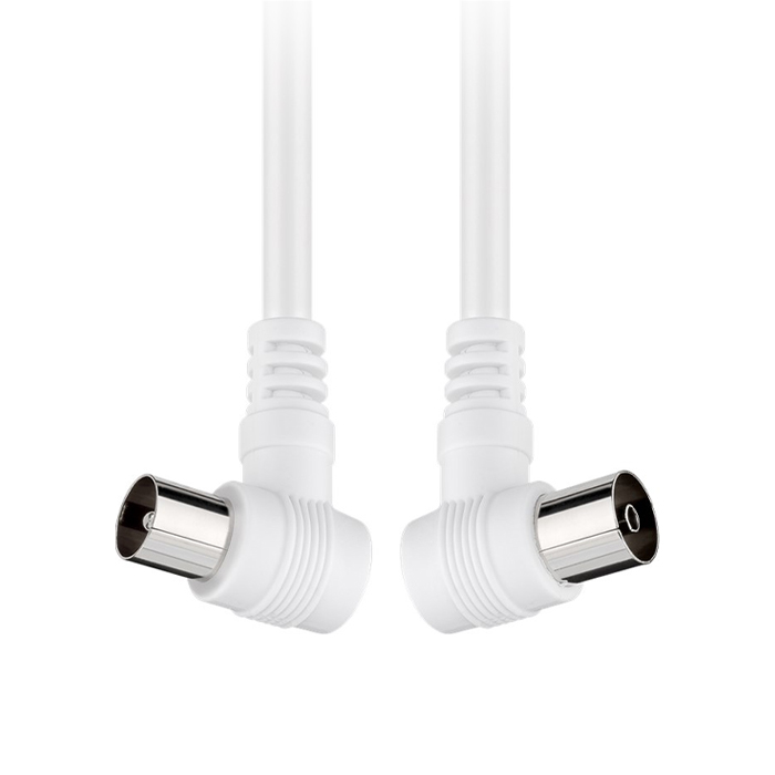 Angled antenna cable (<70 dB), double shielded, 5.00m in white color. - GOOBAY 055-1251