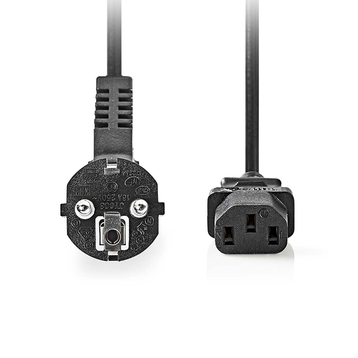 Angled power cable Schuko - IEC-320-C13, 5.00m black. - NEDIS 233-2463