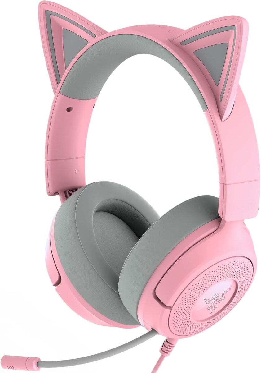 Kraken Kitty V3 X Quartz - Gaming Headset - Kitty Ears - 7.1 Surround - PC/PS5/Xbox/Switch 2 - 3.5mm - Razer 1.28.80.26.328