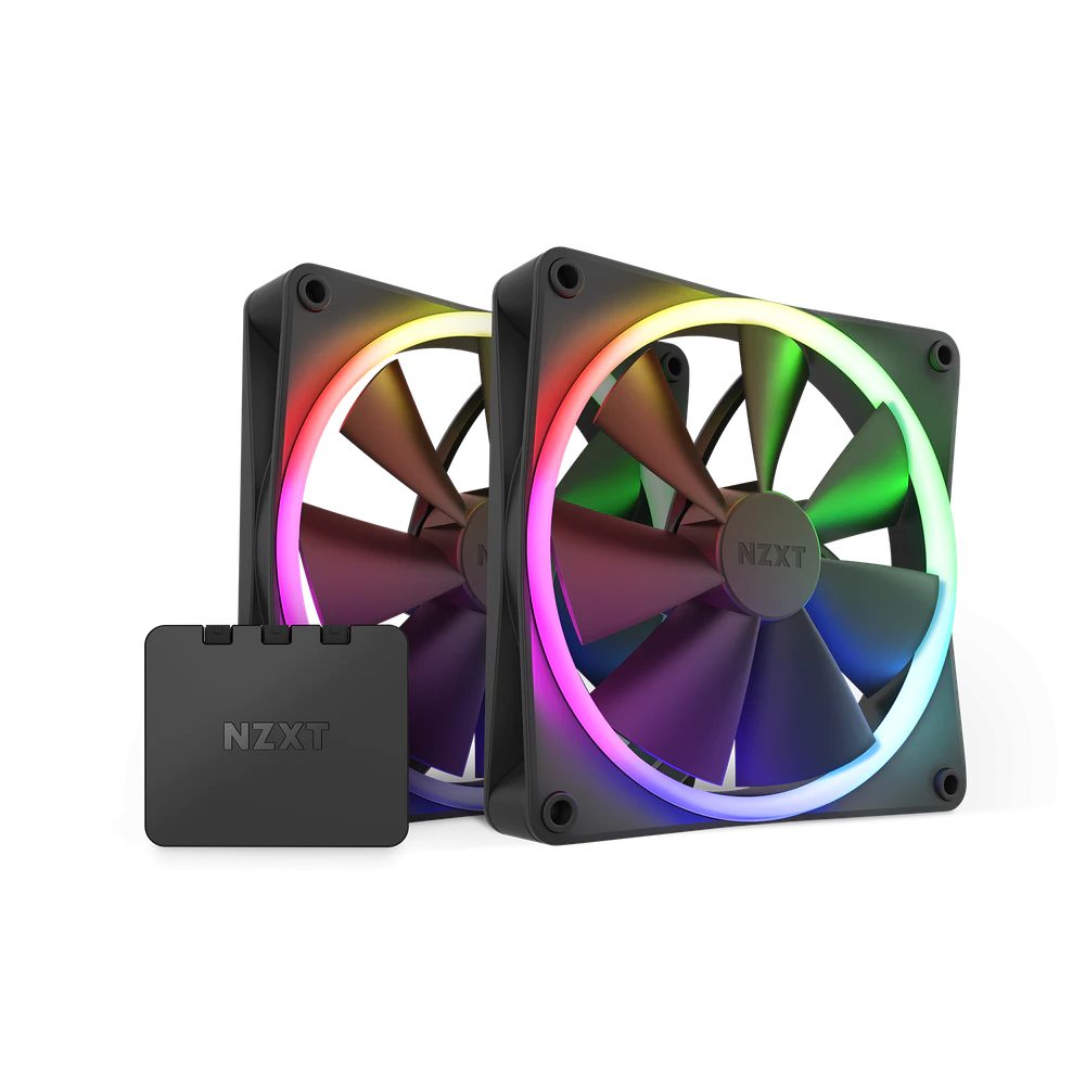 NZXT BUNDLE 2x F140RGB Black Fans & 1x Black RGB Lighting Controller - NZXT 2.35.62.00.110