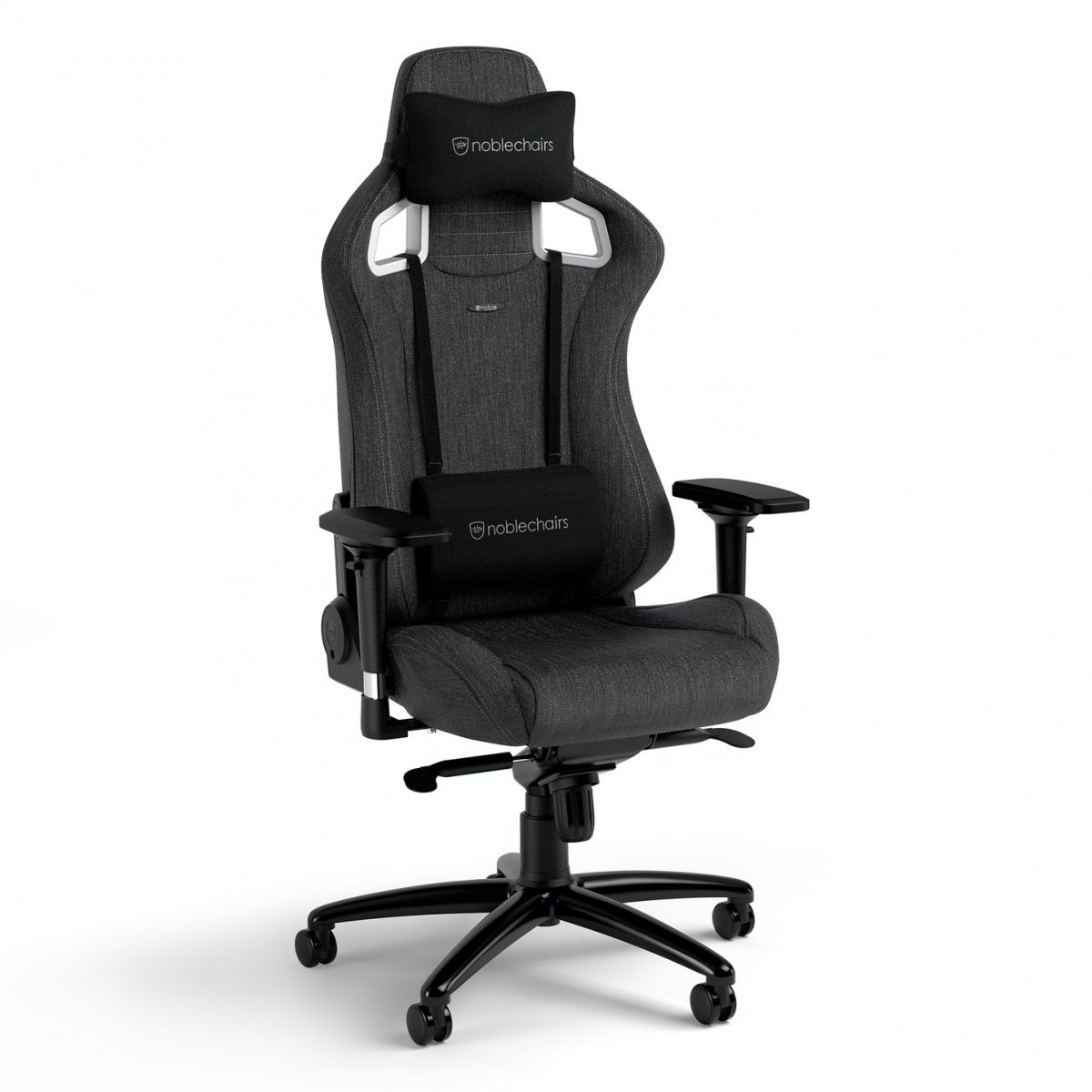 noblechairs EPIC Gaming Chair Fabric Breathable, 4D armrests, 60mm casters - Anthracite Grey - CASEKING 2.35.63.01.012