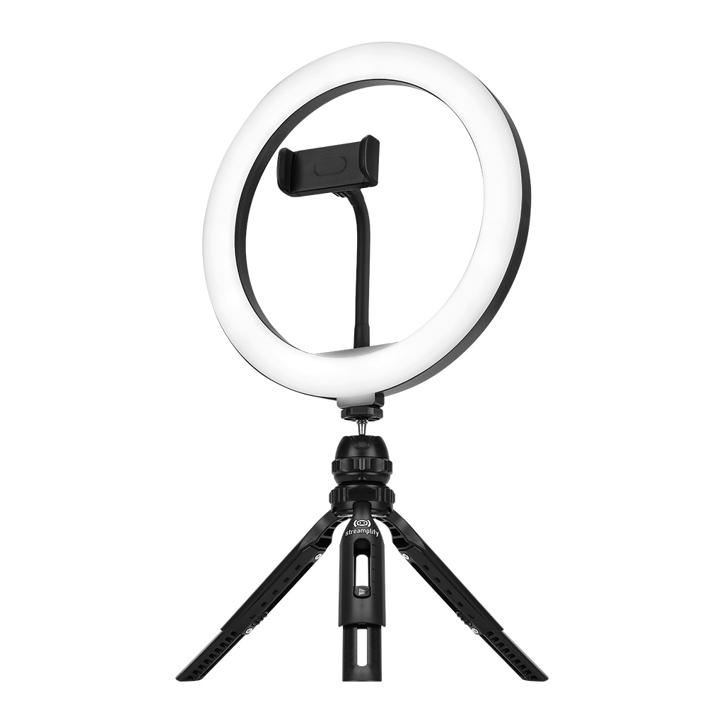 Streamplify Light 10 Streaming Ring Light - Black - 26cm & tripod - selfie stick - CASEKING 2.35.63.03.002