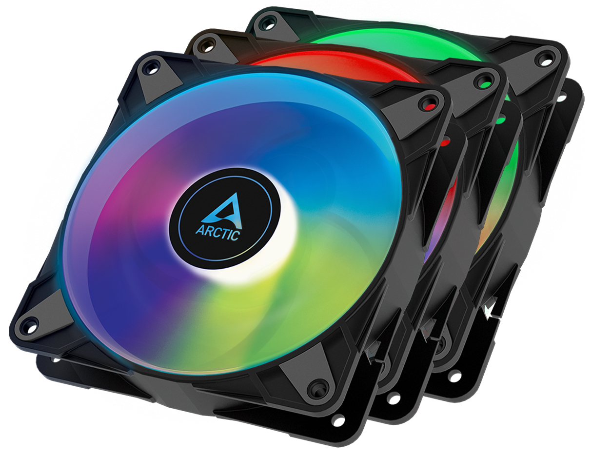 Arctic P12 PWM PST A-RGB - 3 Case Fans 0dB 120mm Pressure optimized PWM controlled speed with PST-A - Arctic 2.35.64.00.068