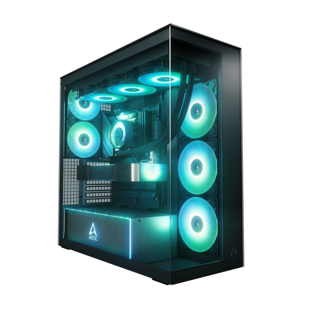 Arctic Xtender (Black) mirrow black window w/o GPU vertical mount - Mid Tower Case w. A-RGB Fans - Arctic 2.35.64.04.010