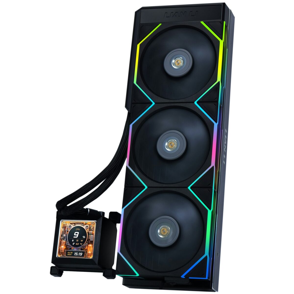 Lian Li HydroShift LCD 360 TL fan Black  - AIO GPU Liquid Cooler  with TL LCD Fans - LIAN LI 2.35.65.01.082