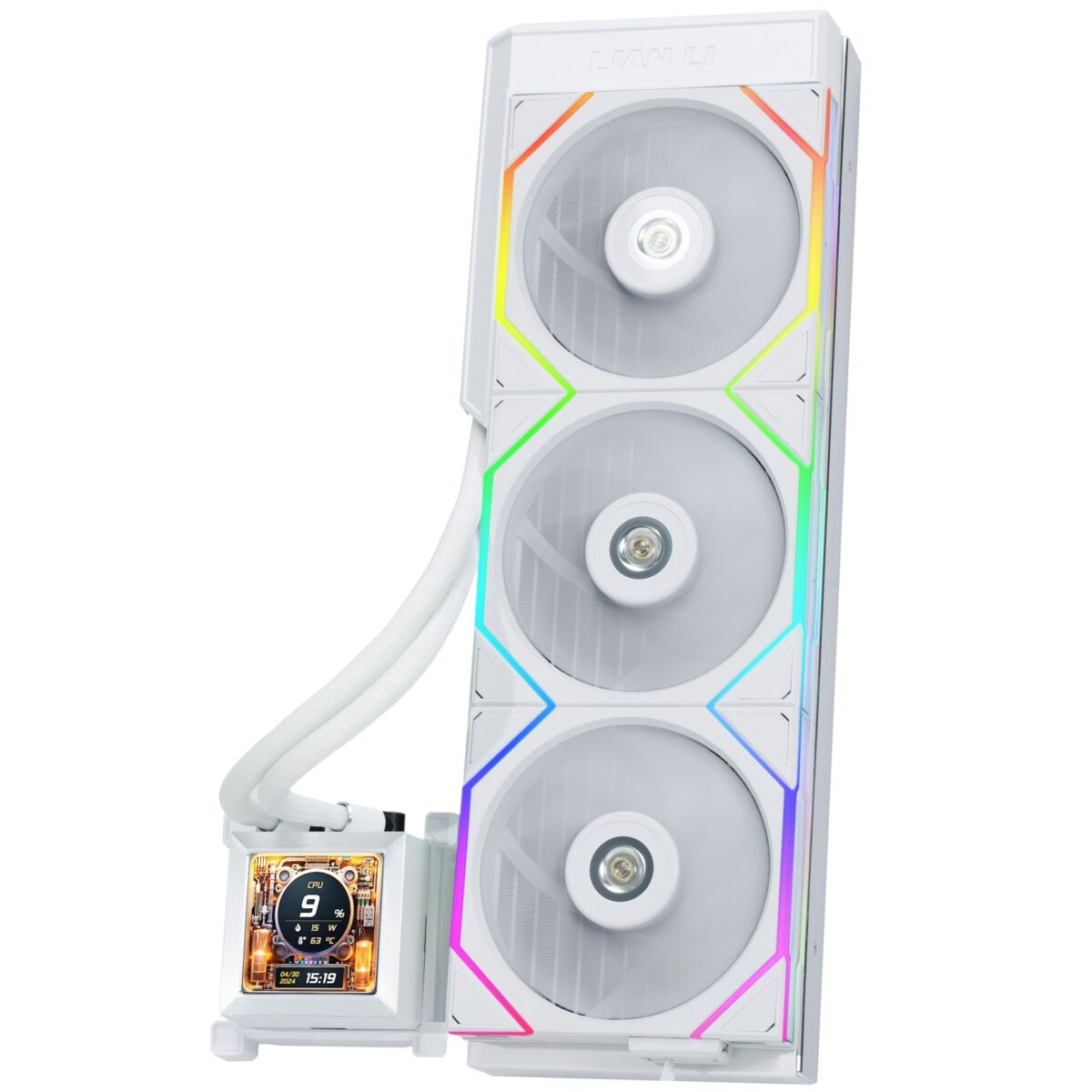 Lian Li HydroShift LCD 360 TL fan White - AIO GPU Liquid Cooler  with TL LCD Fans - LIAN LI 2.35.65.01.083