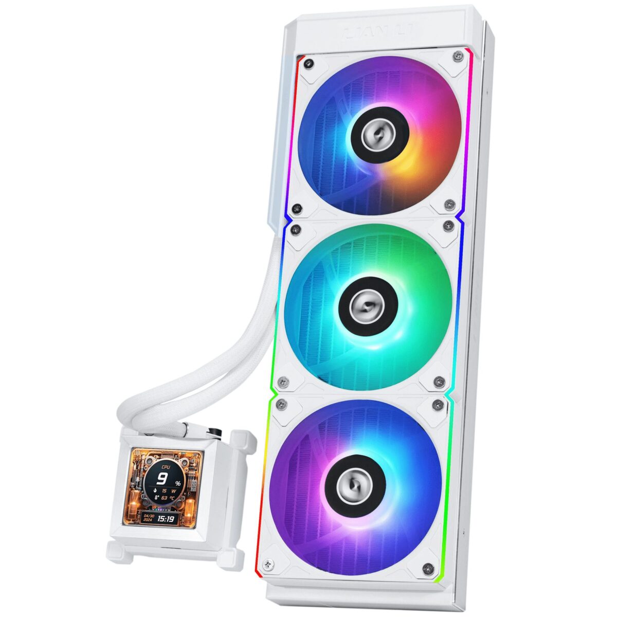 Lian Li HydroShift LCD 360 RGB fan White - AIO GPU Liquid Cooler  with ARGB Fans - LIAN LI 2.35.65.01.085