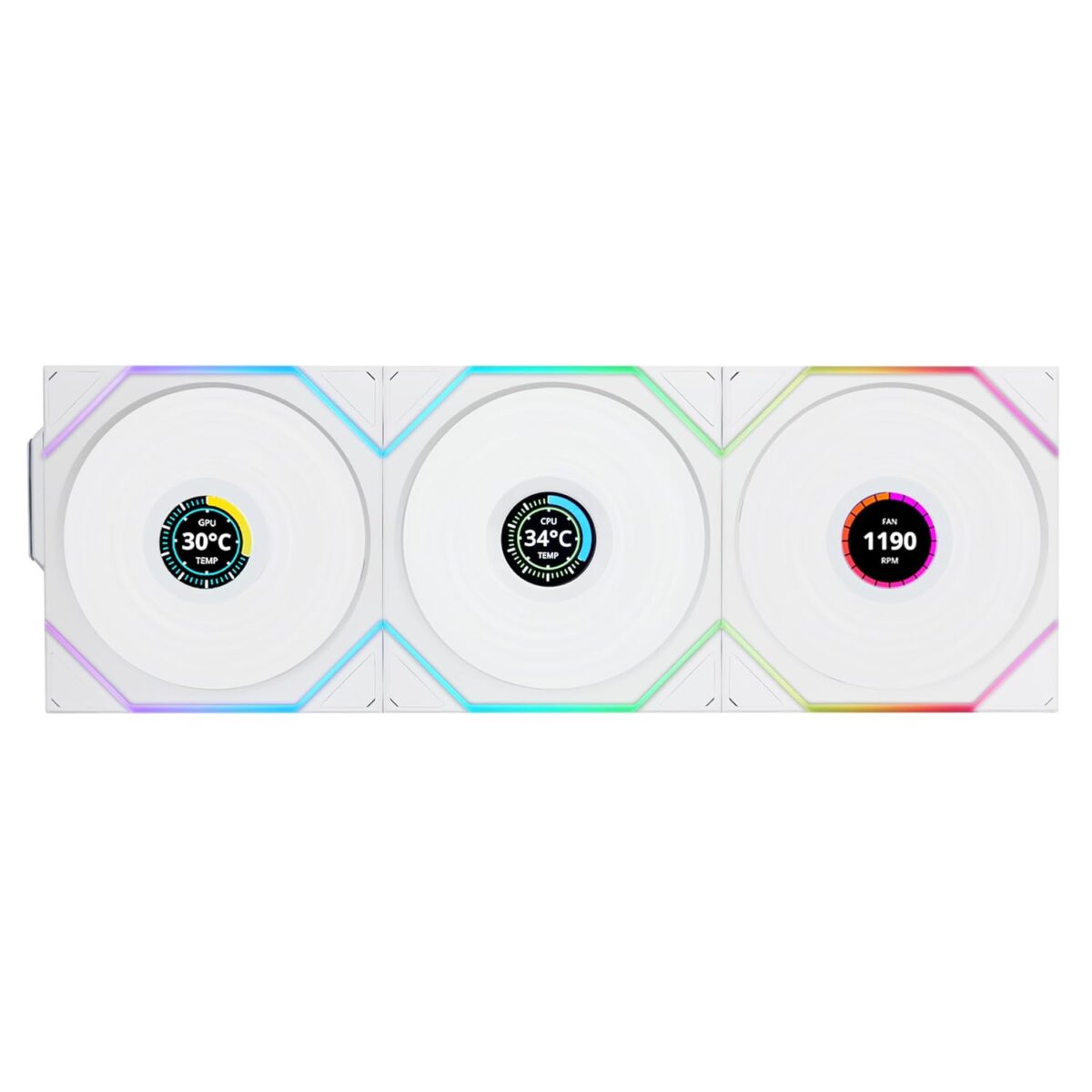 Lian Li UNI FAN TL-LCD Wireless Reverse 120 White (3pcs & controller) Case Fan - LIAN LI 2.35.65.01.133