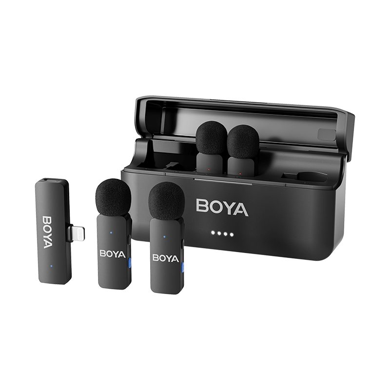 BOYA BY-V4D Wireless 4 person 4-channel mini Lavalier Lightning iPhone 2.4GHz Microphone - BOYA 2.35.70.01.030