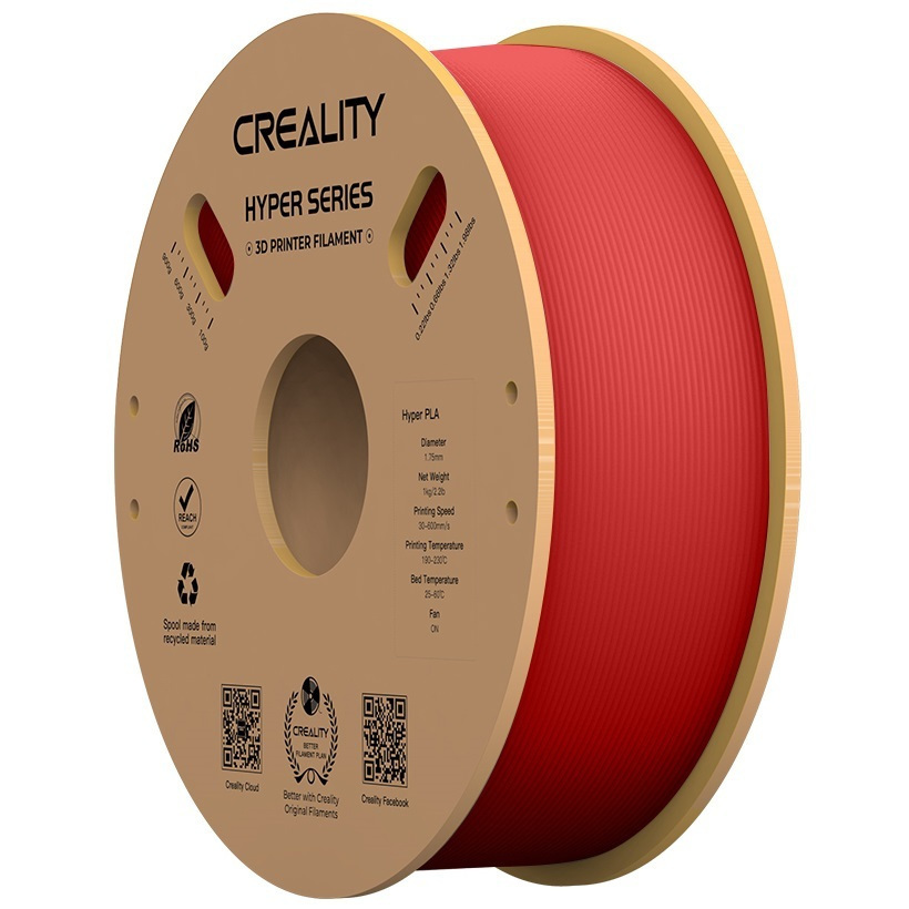 Creality Hyper PLA Red 3D Printer Filament, High Speed, 1 kg Spool1.75 - CREALITY 2.35.71.01.030