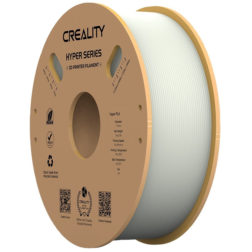 Creality Hyper PLA white 3D Printer Filament, High Speed, 1 kg Spool1.75 - CREALITY 2.35.71.01.033