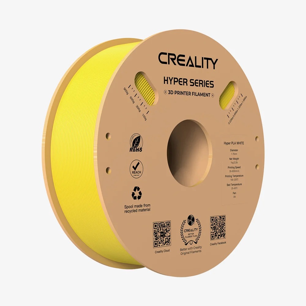 Creality Hyper PLA Yellow 3D Printer Filament, High Speed, 1 kg Spool1.75 - CREALITY 2.35.71.01.035