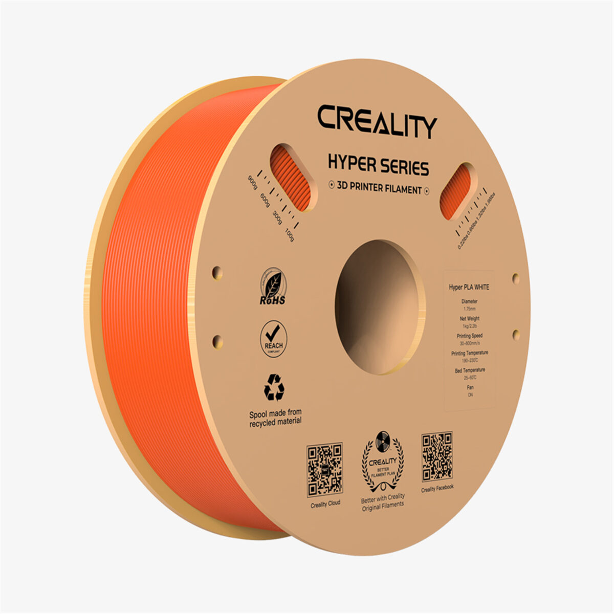 Creality Hyper PLA Orange 3D Printer Filament, High Speed, 1 kg Spool1.75 - CREALITY 2.35.71.01.037