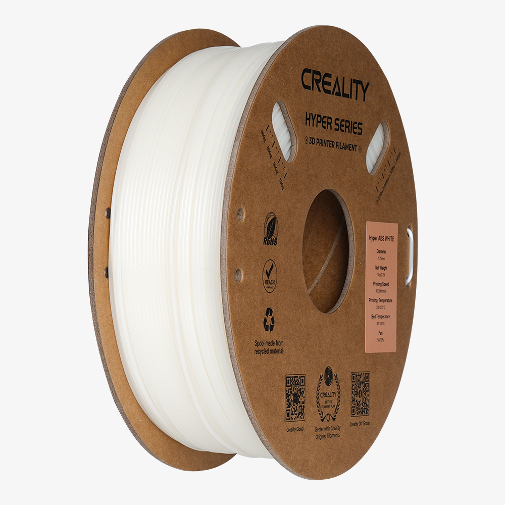 Creality Hyper ABS White 3D Printer Filament, High Speed high fluidity, 1 kg Spool1.75 - CREALITY 2.35.71.01.052