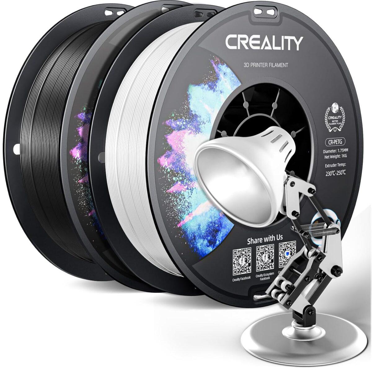 Creality CR-PETG Value Pack 2kg - Black & White 3D Printer Filament - CREALITY 2.35.71.01.117