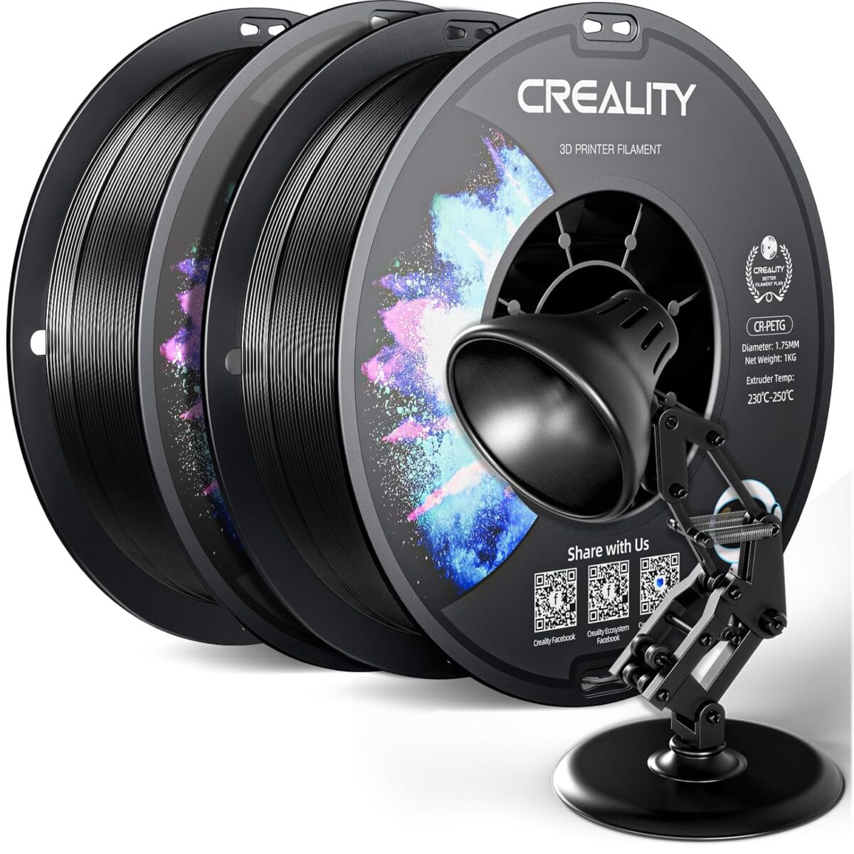 Creality CR-PETG Value Pack 2kg - 2x Black 3D Printer Filament - CREALITY 2.35.71.01.118