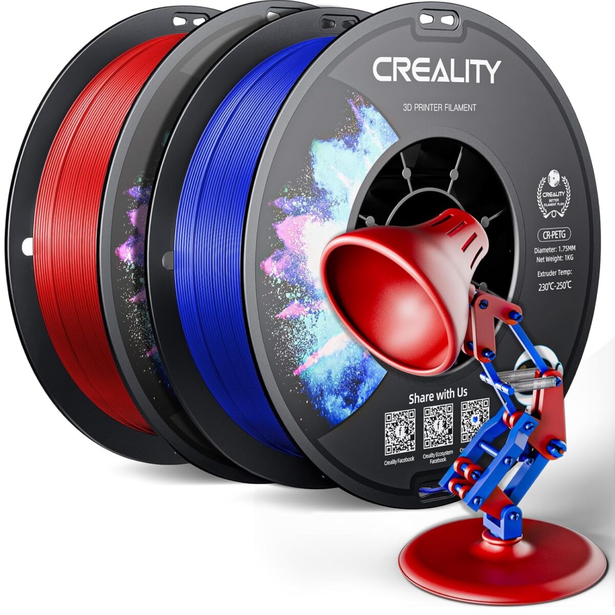 Creality CR-PETG Value Pack 2kg - Red & Blue 3D Printer Filament - CREALITY 2.35.71.01.119
