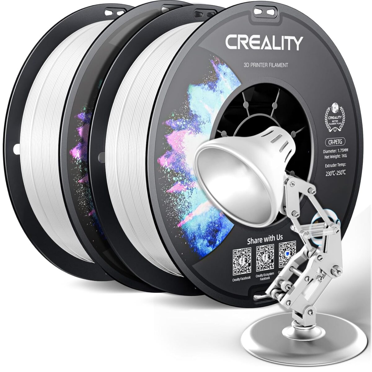 Creality CR-PETG Value Pack 2kg - 2x White 3D Printer Filament - CREALITY 2.35.71.01.120