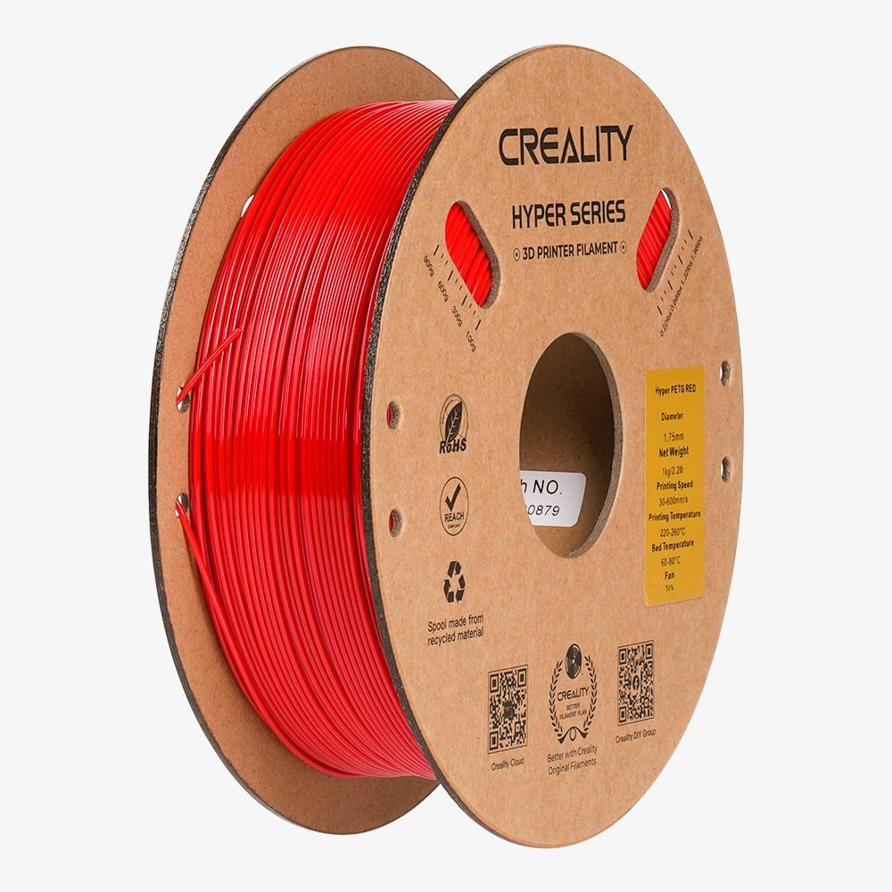 Creality Hyper-PETG Red 3D Printer Filament, fast print, chemical sunlight resist. 1kg 1.78 - CREALITY 2.35.71.01.131