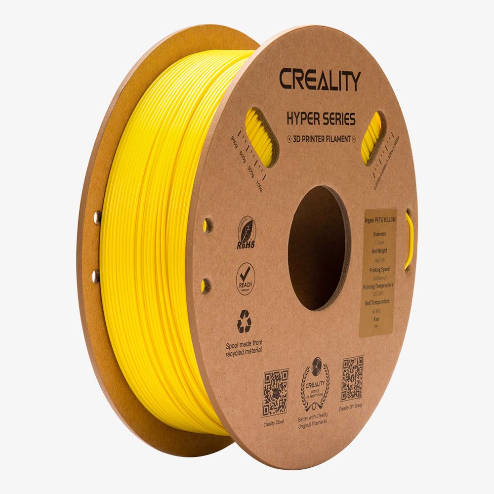 Creality Hyper-PETG Yellow 3D Printer Filament, fast print, chemical sunlight resist. 1kg 1.79 - CREALITY 2.35.71.01.132