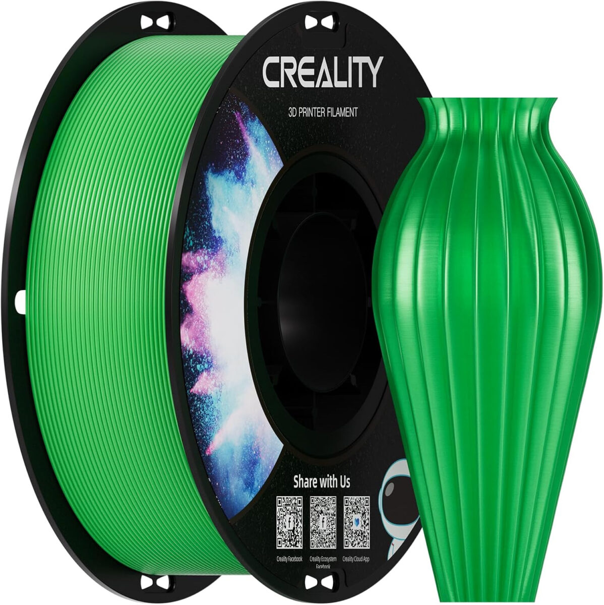 Creality CR-PETG Green 3D Printer Filament, Hard Glossy, Tensile Str. 49MPA, 1 kg Spool1.76 - CREALITY 2.35.71.01.134