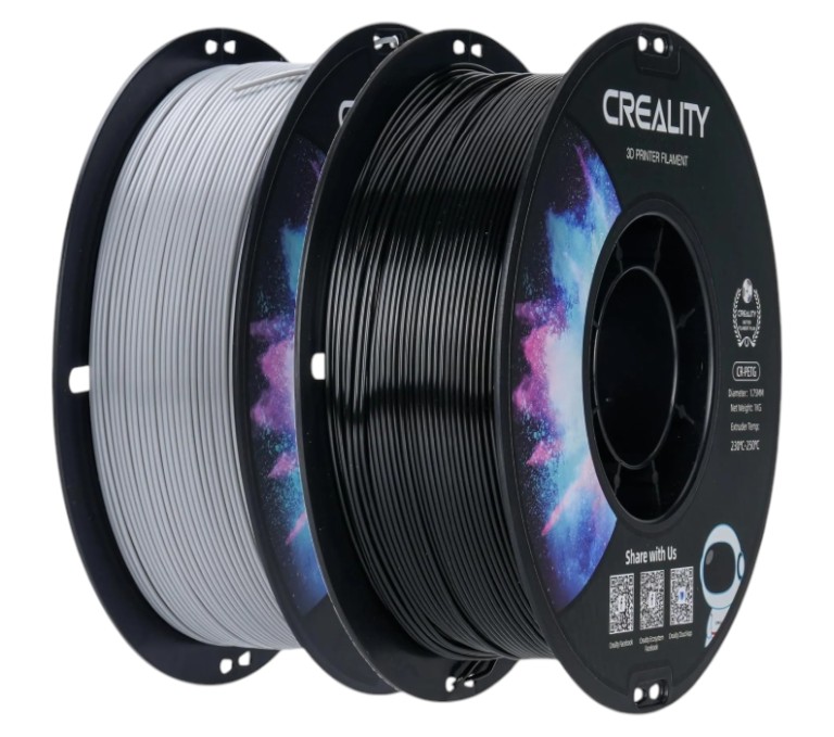 Creality CR-PETG Value Pack 2kg - Black & Gray 3D Printer Filament (Black+Grey) - CREALITY 2.35.71.01.202