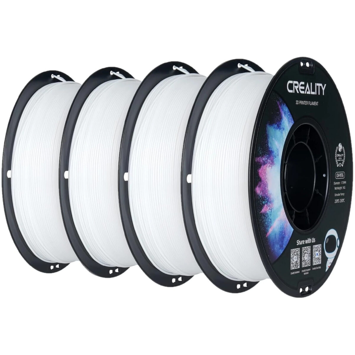 Creality CR-PETG Value Pack 4kg - 4x White 3D Printer Filament - CREALITY 2.35.71.01.204