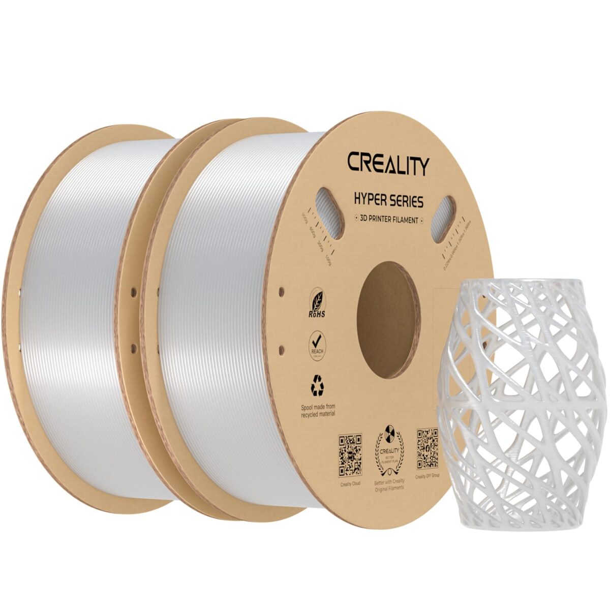 Creality Hyper-PETG Value Pack 2kg 2x Transparent 3D Printer Filament, fast print, 2kg 1.76 - CREALITY 2.35.71.01.209