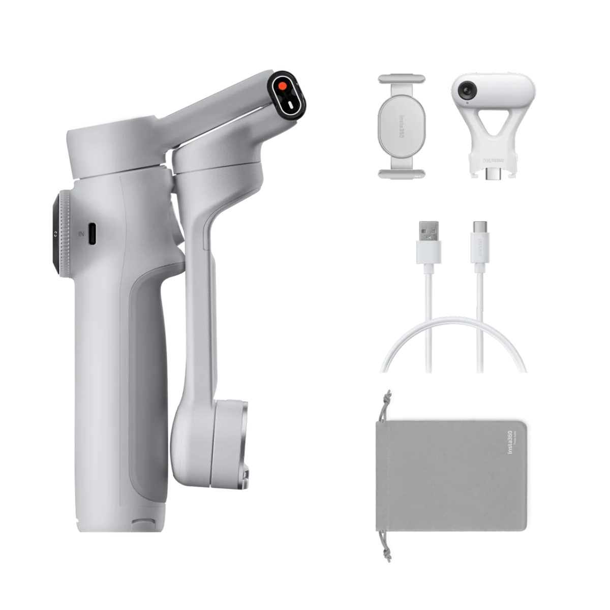 Insta360 Flow 2 AI Tracker Bundle Gray - A.I. Powered Gimbal Stabilzer for Smartphone - Insta360 2.35.72.01.181