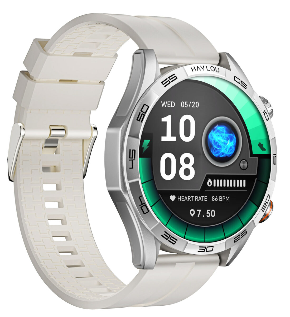 Haylou Solar 5 Silver - BT Call Watch 1,58 AMOLED 480x480 AOD NFC Sync w Strava 12 days use - HAYLOU 2.35.73.00.025