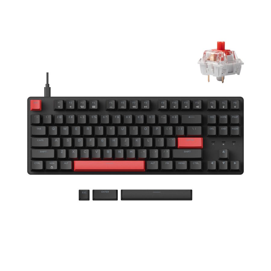 Lemokey X1 (X1-A1) QMK/VIA Wired Mechanical Keyboard TKL 80% Red Switch US Layout - Keychron 2.35.74.00.024