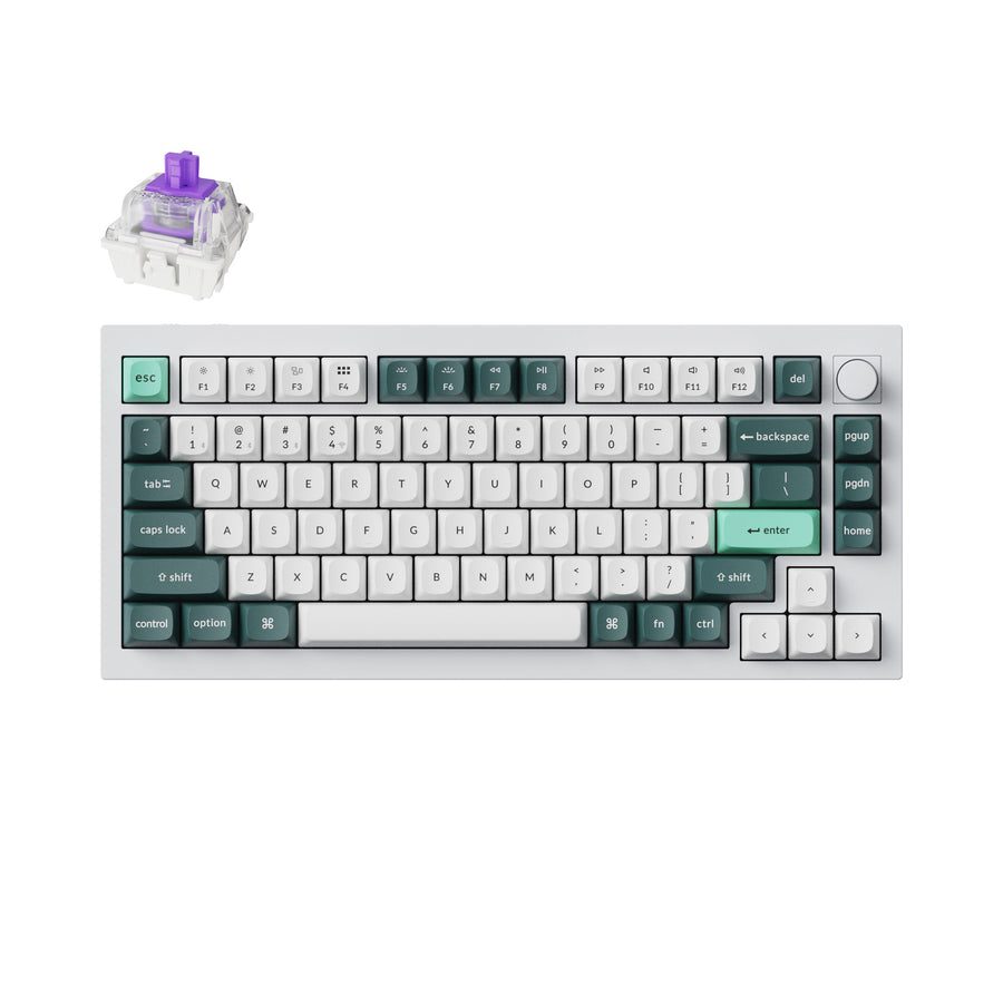 Keychron Q1 HE (Q1H-P1) QMK White Wireless Custom Hall Effect Keyboard Purple Switch US Layout - Keychron 2.35.74.00.037