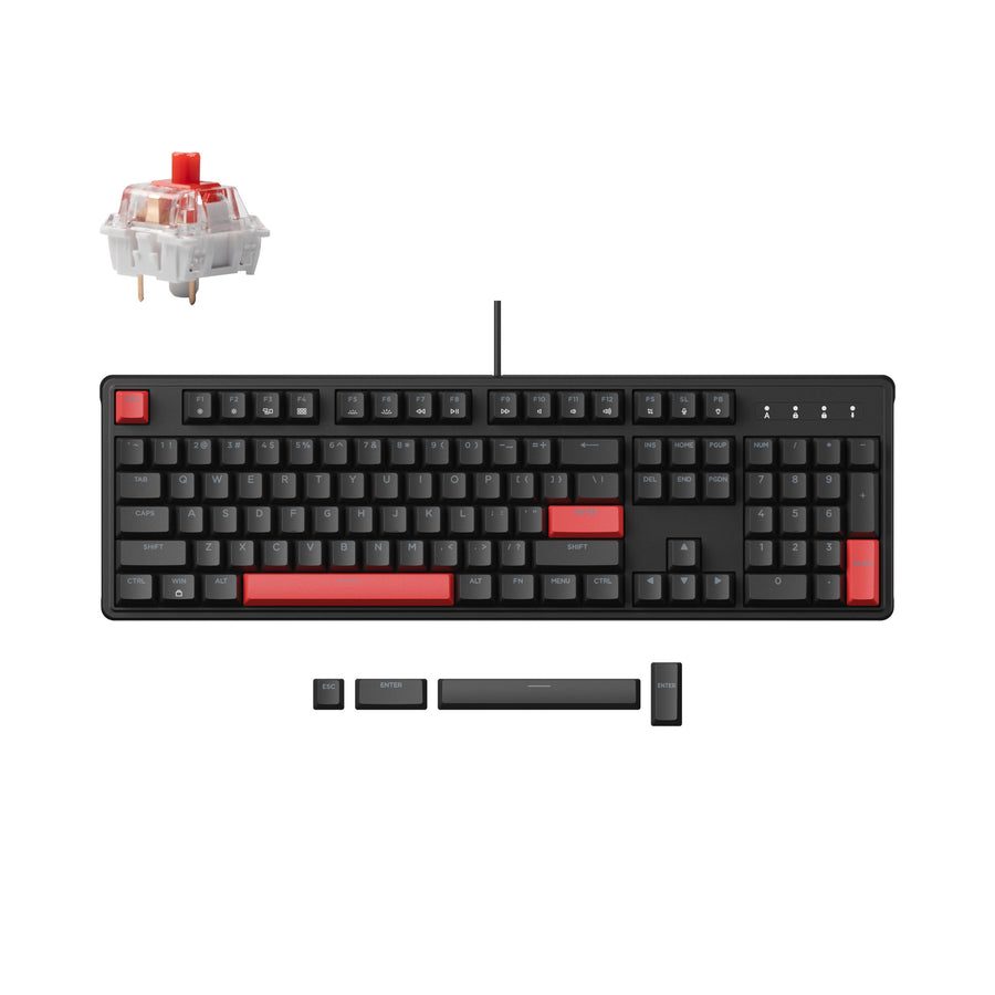 Lemokey X3 (X3-A1) QMK/VIA Wired Mechanical full Keyboard 100% Red Switch US Layout - Keychron 2.35.74.00.044