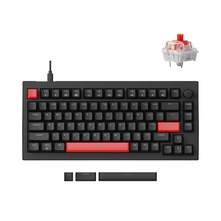 Lemokey X4 QMK (X4-A1) Wired Mechanical Keyboard 75% Red Switch US Layout - Keychron 2.35.74.00.045