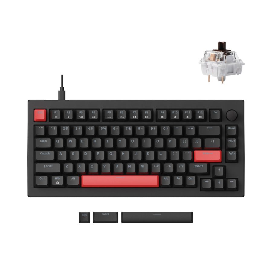 Lemokey X4 QMK (X4-A3) Wired Mechanical Keyboard 75% Brown Switch US Layout - Keychron 2.35.74.00.046