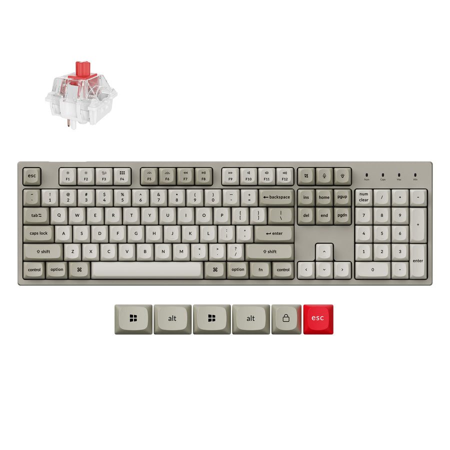 Keychron C2 Pro (C2PX-M1) QMK/VIA Mechanical Red Switch - 8K Polling Rate Hot Swap. 100% US Retro RG - Keychron 2.35.74.00.092