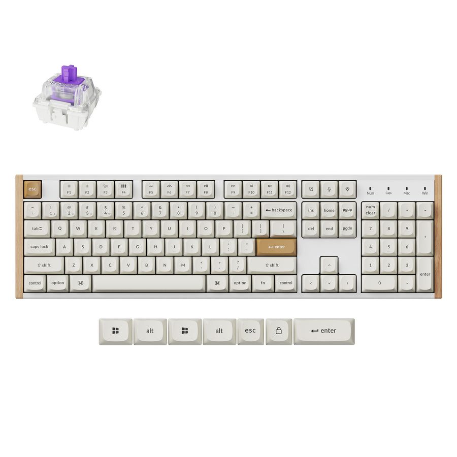 Keychron K10 HE (K10H-Q1) Special Wood Edition White Wireless Magnetic Hall Effect RGB 100% US - Keychron 2.35.74.00.100