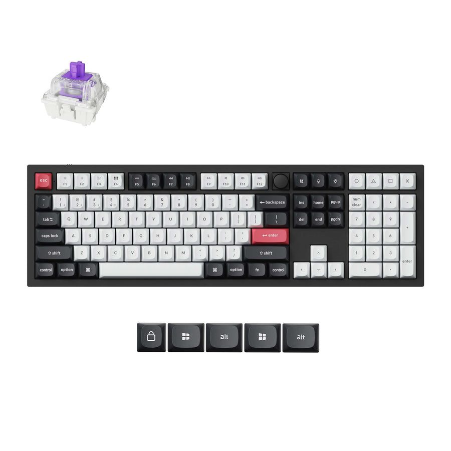 Keychron Q6 HE (Q6H-M1) QMK Wireless Custom Hall Effect Keyboard Purple Switch 100% US Layout - Keychron 2.35.74.00.103