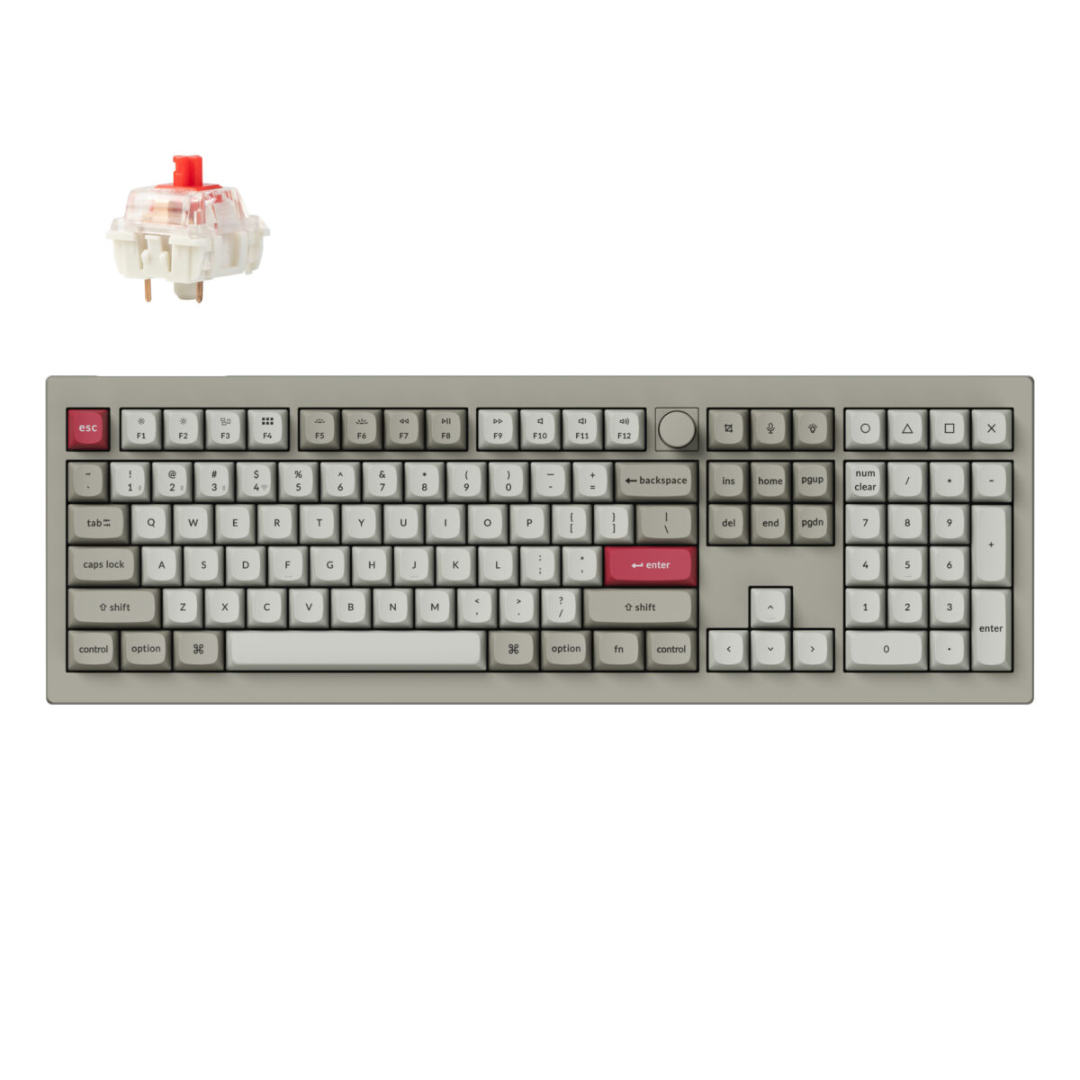 Keychron V6 Max Retro (V6M-R1) QMK/VIA BT/2,4/Wired Custom Mechanical Keyboard Red Switch 100% US - Keychron 2.35.74.00.108