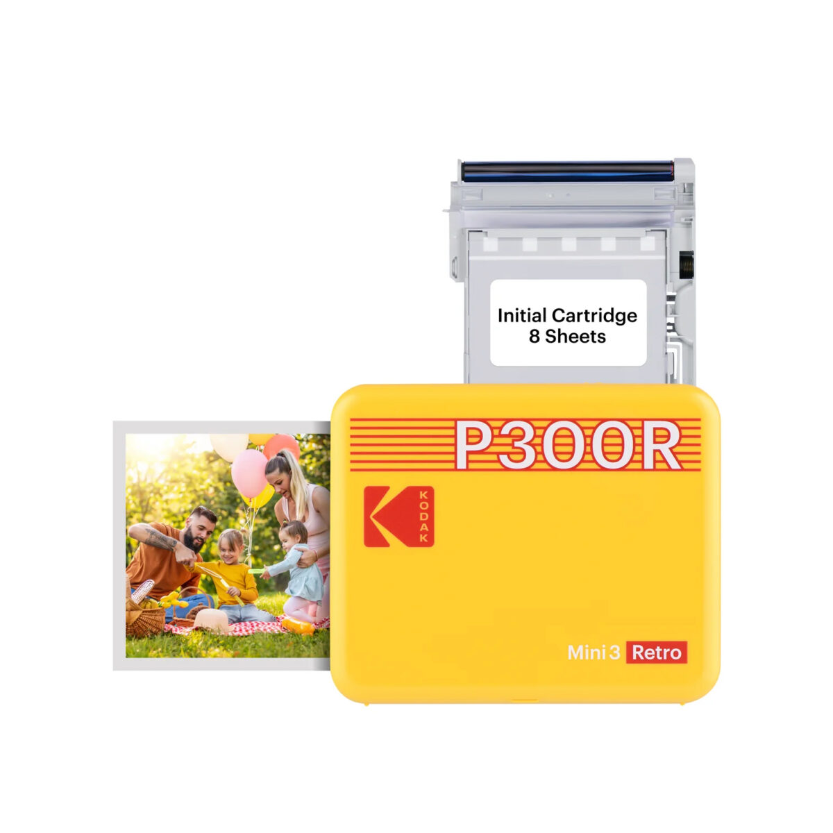 Kodak Mini 3 Retro 4PASS Smartphone Photo Printer Portable (7.6 x 7.6 cm) + 8 Sheets, Yellow - KODAK 2.35.77.01.000