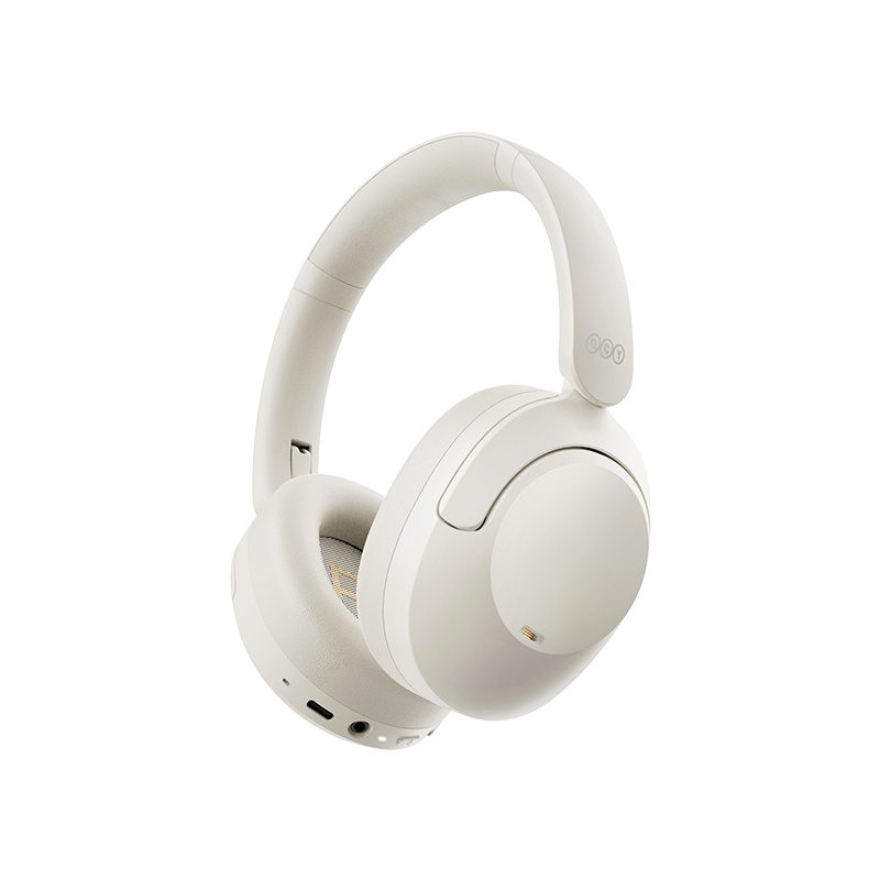 QCY H4 High-Res Headset White w. Mic, Hybrid Feed Noise Canceling with 4 mode ANC Button, 70h - QCY 2.40.01.01.050