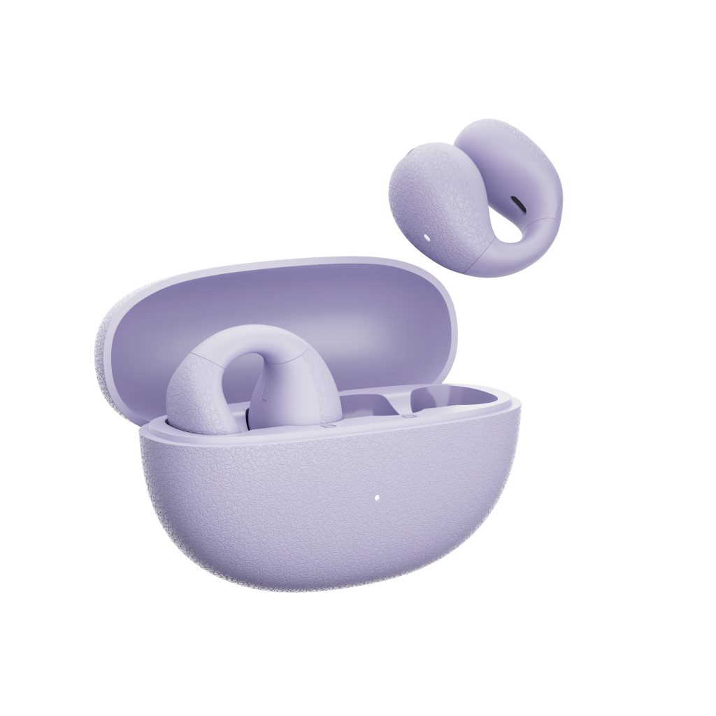 QCY Crossky C10 Purple Open Ear TPU Earclip, IPX5 Call Noise Reduction BT 5.4 Earbuds 30h - QCY 2.40.01.01.127